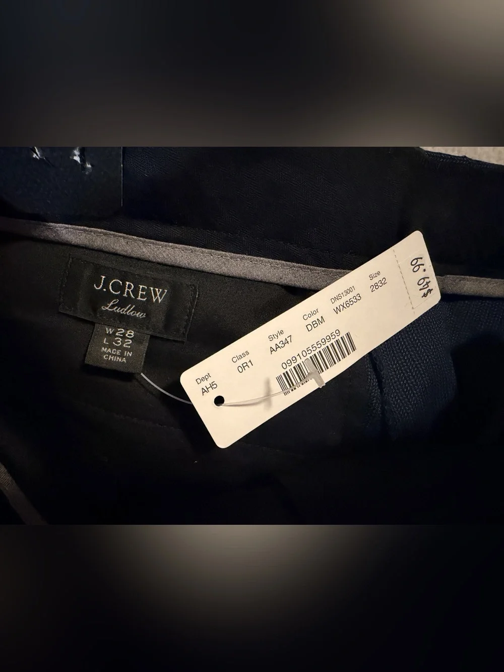 NWT J. Crew Men's Slim Dress Pants in Navy Blue